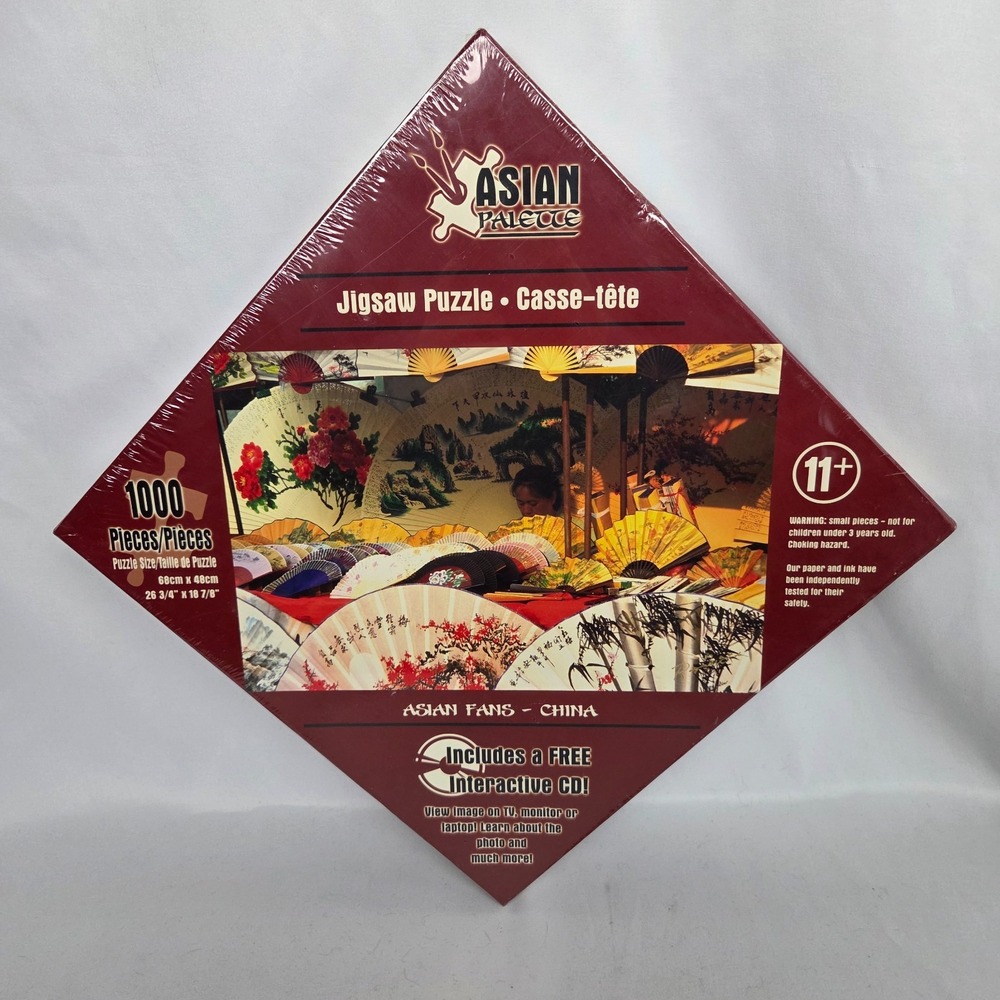 New Sealed Puzzle Asian Palette Asian Fans‎ China 1000 Pieces w/ Interactive CD